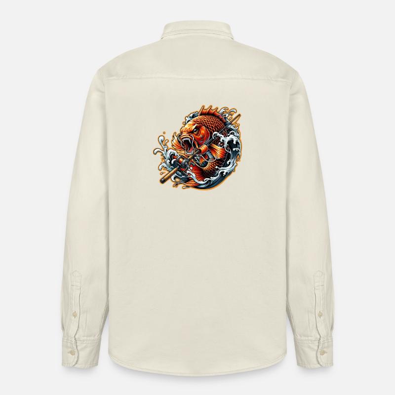 Poisson avec canne à pêche - Chemise unisexe coupe décontractée bio Stanley/Stella - écru doux