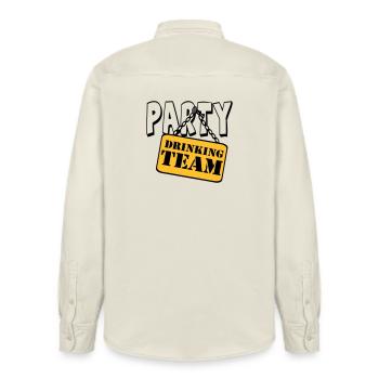 Party Drinking Team , Party Spruch Shirt (25) - Relaxed Fit Unisex Organic Hemd von Stanley/Stella - Natur - Hinten - AI Model Male 178 light (178cm)