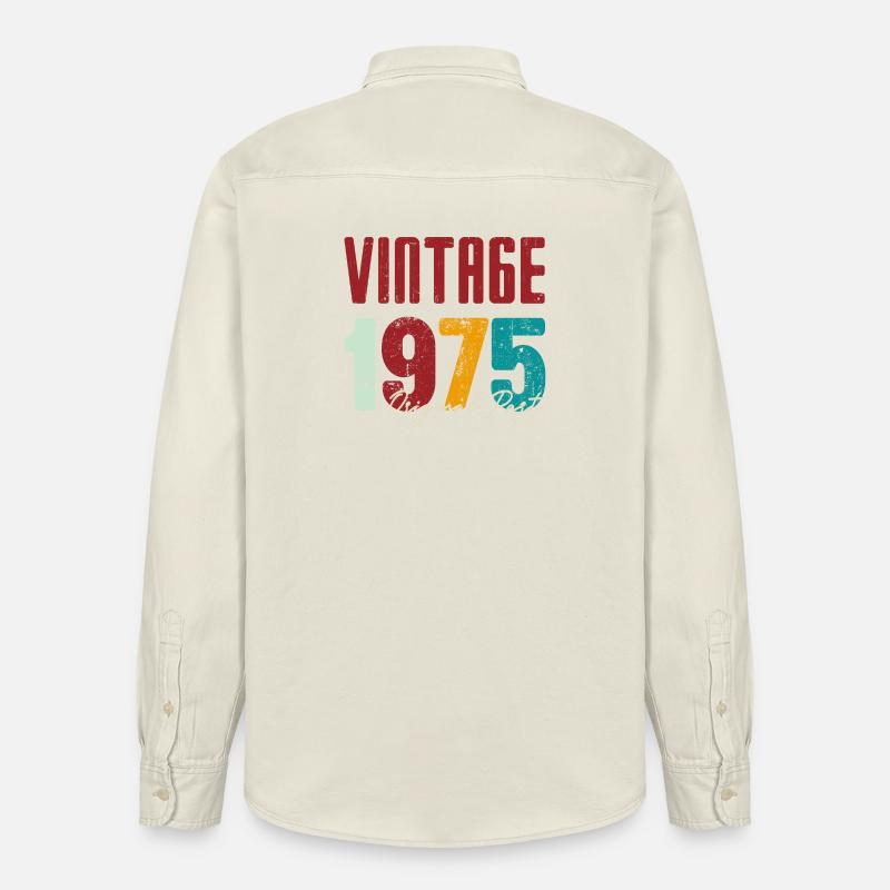 Millésime 1975 Partie originale - Chemise unisexe coupe décontractée bio Stanley/Stella - écru doux