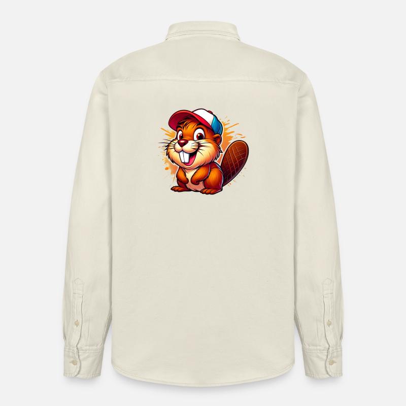 Biber mit Baseballkappe - Relaxed Fit Unisex Organic Hemd von Stanley/Stella - Natur