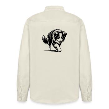 Australian Shepherd - Relaxed Fit Unisex Organic Shirt by Stanley/Stella - soft Ecru - Back - AI Model Male 178 light (178cm)