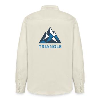 Geometric mountain motif with triangles - Relaxed Fit Unisex Organic Shirt by Stanley/Stella - soft Ecru - Back - AI Model Male 178 light (178cm)