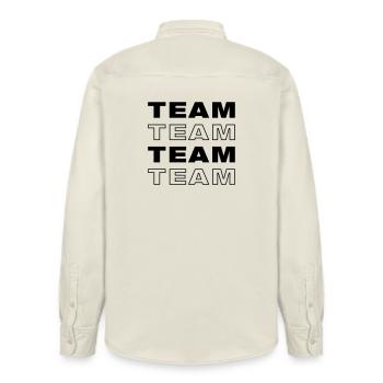 Team - Relaxed Fit Unisex Organic Hemd von Stanley/Stella - Natur - Hinten - AI Model Male 178 light (178cm)