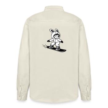 Snowboard Bunny - Relaxed Fit Unisex Organic Shirt by Stanley/Stella - soft Ecru - Back - AI Model Male 178 light (178cm)