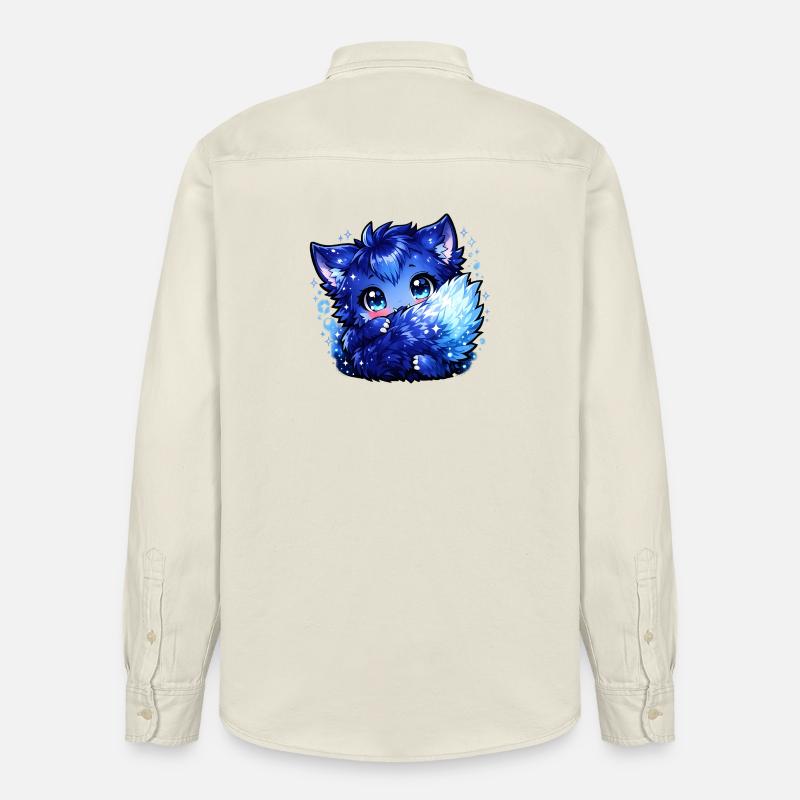 Blauer Eisfuchs Chibi-Design - Relaxed Fit Unisex Organic Hemd von Stanley/Stella - Natur