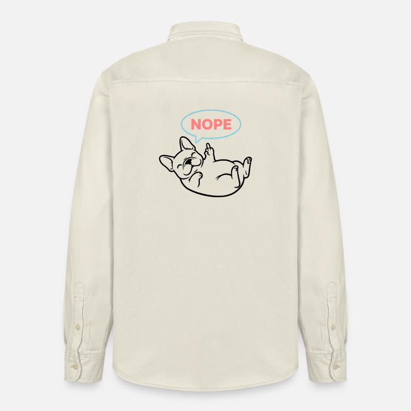 Frenchie Hund Nope Comic Bunt - Relaxed Fit Unisex Organic Hemd von Stanley/Stella - Natur