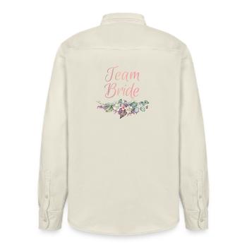Team Bride Ringe Blumen JGA Junggesellenabschied - Relaxed Fit Unisex Organic Hemd von Stanley/Stella - Natur - Hinten - AI Model Male 178 light (178cm)