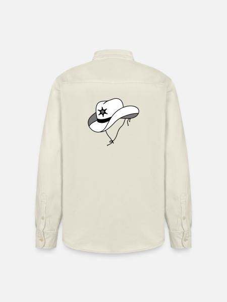 Sheriff hat med lille kranium på sheriff stjerne - Stanley/Stella unisex skjorte afslappet pasform økologisk - blød ecru