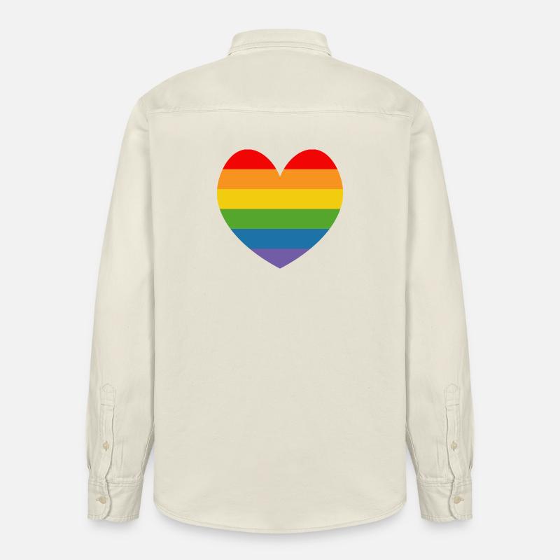 LGBT CSD TShirt Regenbogen HERZ - Relaxed Fit Unisex Organic Hemd von Stanley/Stella - Natur