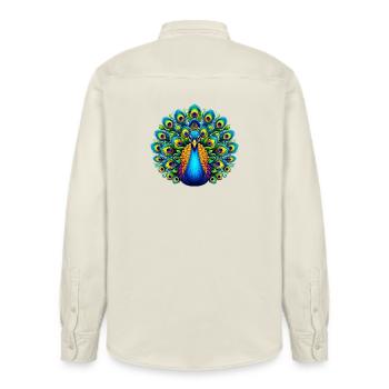 Peacock - Relaxed Fit Unisex Organic Shirt by Stanley/Stella - soft Ecru - Back - AI Model Male 178 light (178cm)