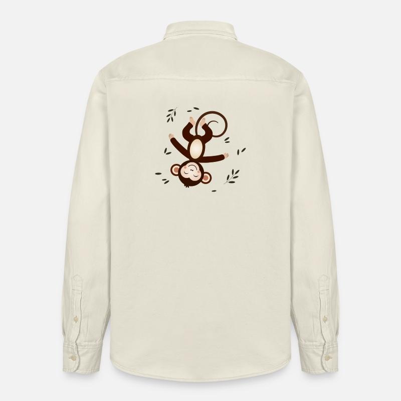 Entspanntes Äffchen – Verspieltes Tiermotiv - Relaxed Fit Unisex Organic Hemd von Stanley/Stella - Natur