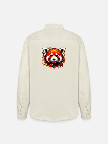 Red panda - Relaxed Fit Unisex Organic Shirt by Stanley/Stella - soft Ecru