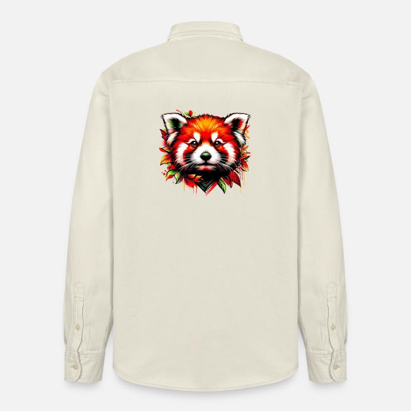 Red panda - Relaxed Fit Unisex Organic Shirt by Stanley/Stella - soft Ecru