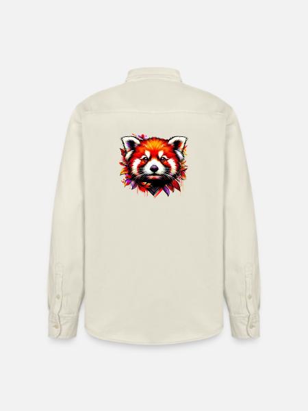 Red panda - Relaxed Fit Unisex Organic Shirt by Stanley/Stella - soft Ecru