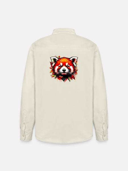 Red panda - Relaxed Fit Unisex Organic Shirt by Stanley/Stella - soft Ecru