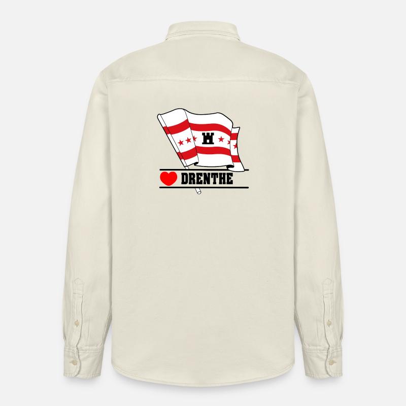 Drapeau Drenthe au cœur de DRENTHE - Chemise unisexe coupe décontractée bio Stanley/Stella - écru doux