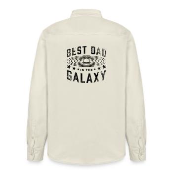 Best Dad in the Galaxy - Relaxed Fit Unisex Organic Shirt by Stanley/Stella - soft Ecru - Back - AI Model Male 178 light (178cm)