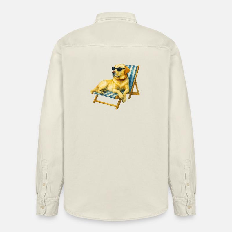 Labrador Hund Sommer Chill Geschenkidee - Relaxed Fit Unisex Organic Hemd von Stanley/Stella - Natur