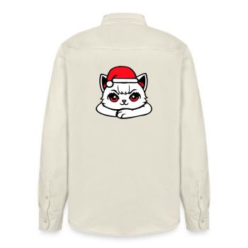Chat Confiant Père Noël Chapeau Chaton Mignon - Chemise unisexe coupe décontractée bio Stanley/Stella - écru doux - Dos - AI Model Male 178 light (178cm)