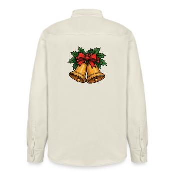 Christmas Bells Bow - Relaxed Fit Unisex Organic Shirt by Stanley/Stella - soft Ecru - Back - AI Model Male 178 light (178cm)