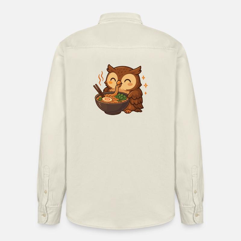 Eule mit Nudeln Ramen kawaii Eule - Relaxed Fit Unisex Organic Hemd von Stanley/Stella - Natur