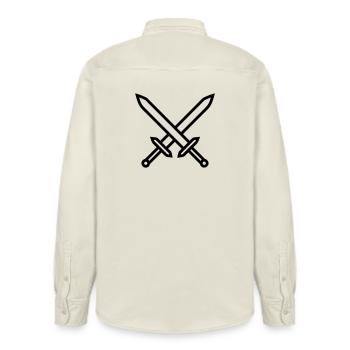 Gekreuzte Schwerter Mittelalterlicher Kampf - Relaxed Fit Unisex Organic Hemd von Stanley/Stella - Natur - Hinten - AI Model Male 178 light (178cm)
