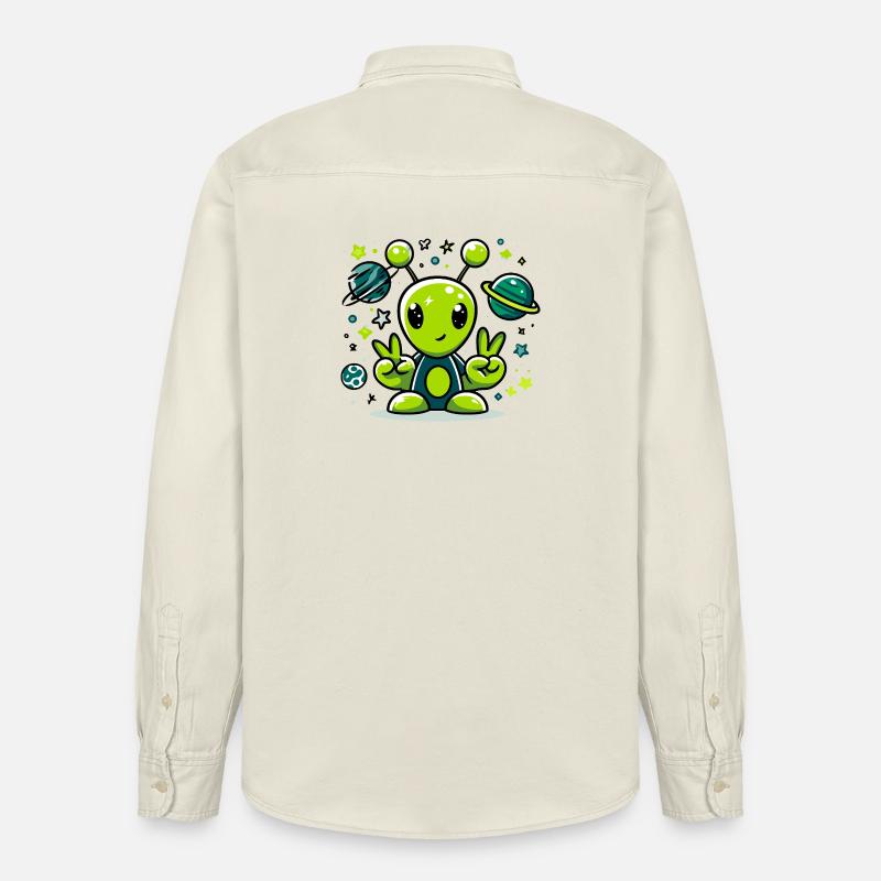 Extraterrestre vert dans l’espace - Chemise unisexe coupe décontractée bio Stanley/Stella - écru doux