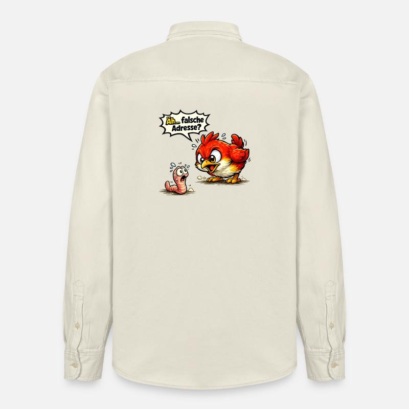 Lustiger Vogel Wurm Spruch Geschenk - Relaxed Fit Unisex Organic Hemd von Stanley/Stella - Natur