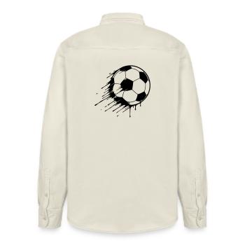 Fußball Action Graffiti - Relaxed Fit Unisex Organic Hemd von Stanley/Stella - Natur - Hinten - AI Model Male 178 light (178cm)