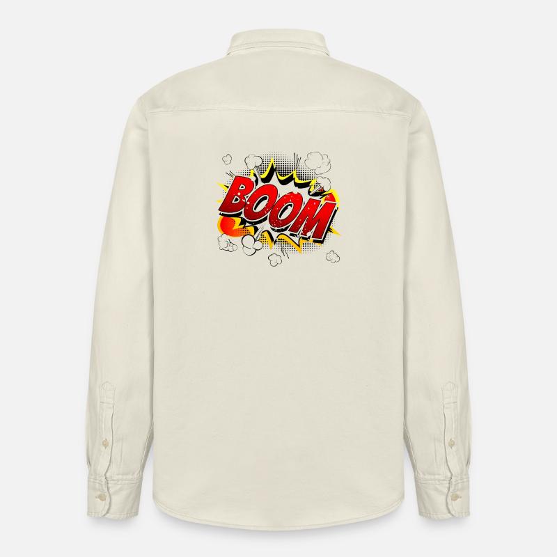 Boom Comic Grafik - Relaxed Fit Unisex Organic Hemd von Stanley/Stella - Natur