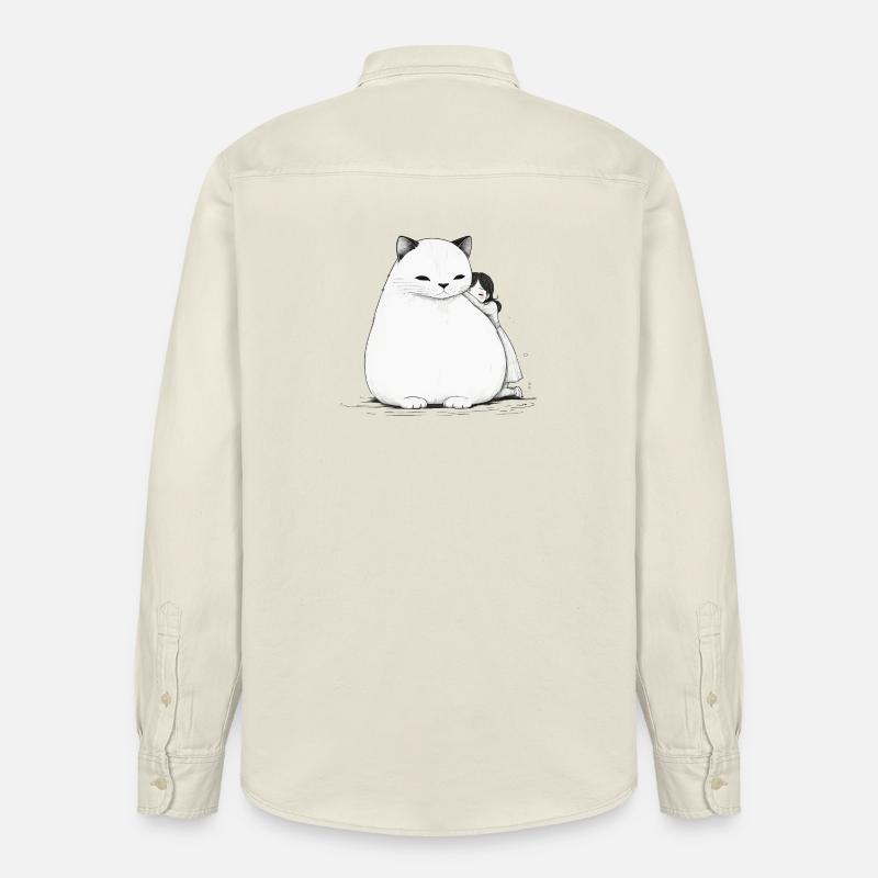 Großes Kuscheln mit einer Katze - Relaxed Fit Unisex Organic Hemd von Stanley/Stella - Natur
