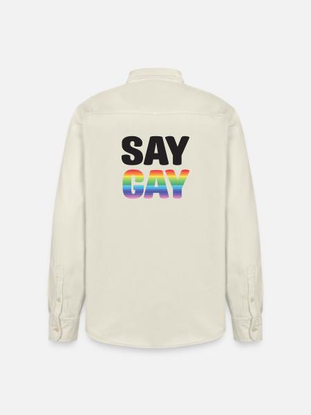 LGBT Pride Month - Say Gay - Relaxed Fit Unisex Organic Shirt by Stanley/Stella - soft Ecru