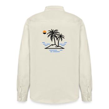Palm Island - Relaxed Fit Unisex Organic Shirt by Stanley/Stella - soft Ecru - Back - AI Model Male 178 light (178cm)