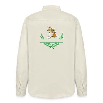 Hasen-Lorbeerkranz mit Namensraum - Relaxed Fit Unisex Organic Hemd von Stanley/Stella - Natur - Hinten - AI Model Male 178 light (178cm)