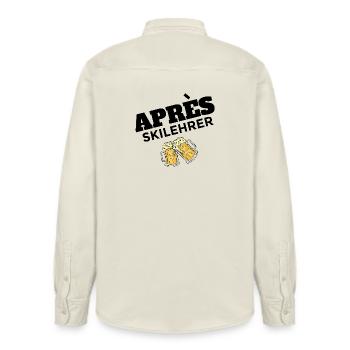 Après Ski Instructor Party Design - Relaxed Fit Unisex Organic Shirt by Stanley/Stella - soft Ecru - Back - AI Model Male 178 light (178cm)