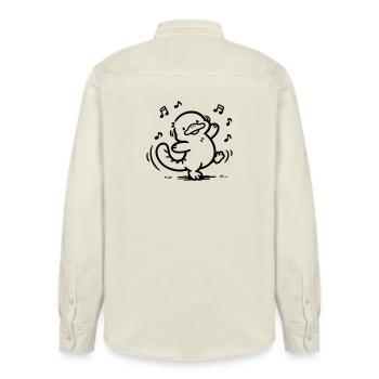 Dancing Platypus | Funny music motif - Relaxed Fit Unisex Organic Shirt by Stanley/Stella - soft Ecru - Back - AI Model Male 178 light (178cm)