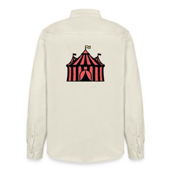 Circus Tent Manege Circus Colorful - Relaxed Fit Unisex Organic Shirt by Stanley/Stella - soft Ecru - Back - AI Model Male 178 light (178cm)