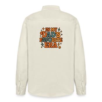 In My Dad's Favorite Era Daughter Families Humor - Relaxed Fit Unisex Organic Shirt by Stanley/Stella - soft Ecru - Back - AI Model Male 178 light (178cm)