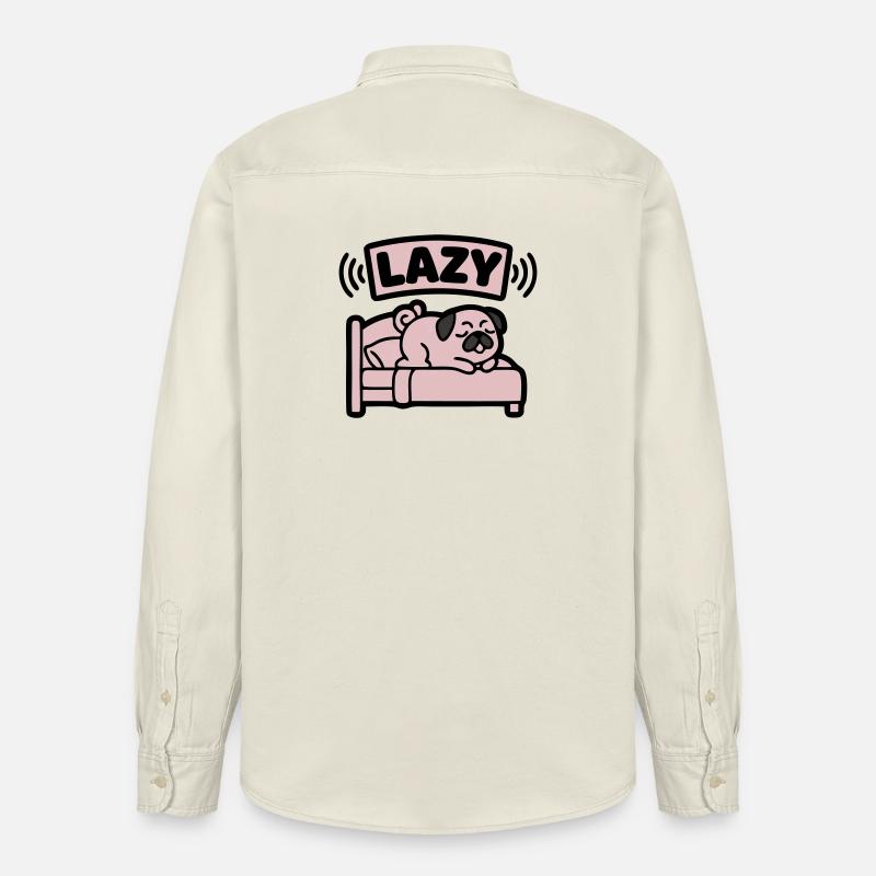  Lazy Mops Hund Bett Introvertiert - Relaxed Fit Unisex Organic Hemd von Stanley/Stella - Natur