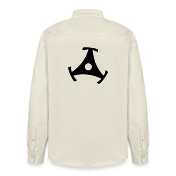45 R.P.M. Adaptor - Relaxed Fit Unisex Organic Shirt by Stanley/Stella - soft Ecru - Back - AI Model Male 178 light (178cm)