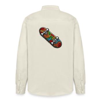 Skateboard - Relaxed Fit Unisex Organic Shirt by Stanley/Stella - soft Ecru - Back - AI Model Male 178 light (178cm)