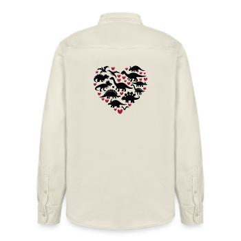 Ich liebe Dinosaurier - Relaxed Fit Unisex Organic Hemd von Stanley/Stella - Natur - Hinten - AI Model Male 178 light (178cm)