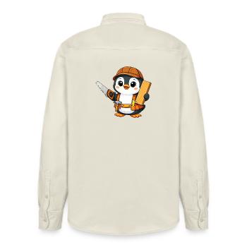 Pinguin Handwerker Tischler Zimmermann Holzarbeite - Relaxed Fit Unisex Organic Hemd von Stanley/Stella - Natur - Hinten - AI Model Male 178 light (178cm)