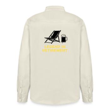 Retired Legend Rente Liegestuhl - Relaxed Fit Unisex Organic Hemd von Stanley/Stella - Natur - Hinten - AI Model Male 178 light (178cm)