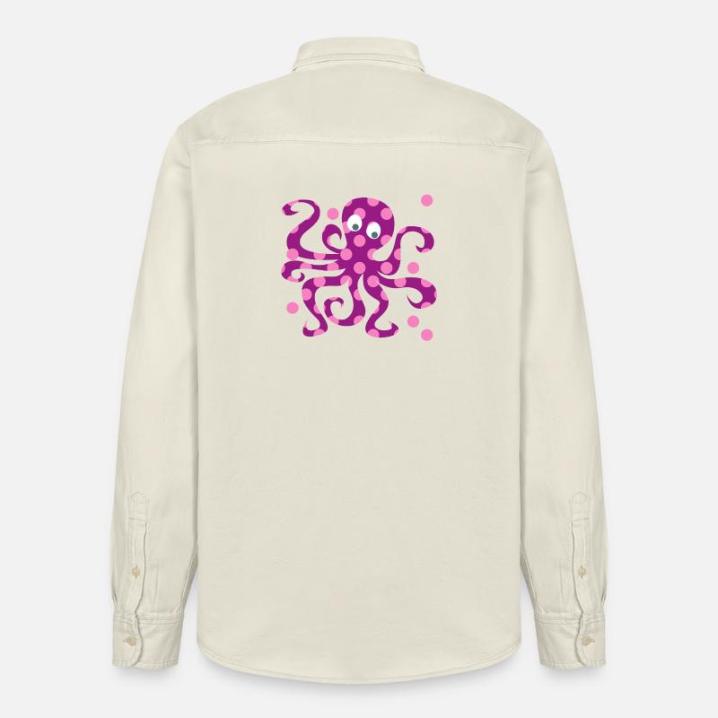 Nursery rose Octopus Dots Squid - Chemise unisexe coupe décontractée bio Stanley/Stella - écru doux
