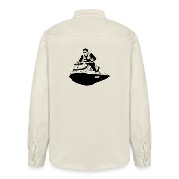 Water Craft - Relaxed Fit Unisex Organic Shirt by Stanley/Stella - soft Ecru - Back - AI Model Male 178 light (178cm)