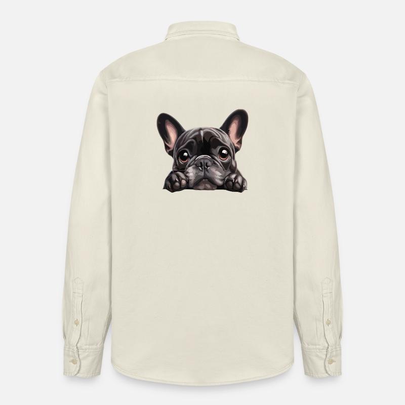 Graphique accrocheur de Buldog câlin - Chemise unisexe coupe décontractée bio Stanley/Stella - écru doux