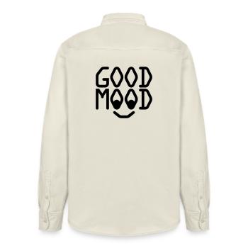 good mood - Relaxed Fit Unisex Organic Shirt by Stanley/Stella - soft Ecru - Back - AI Model Male 178 light (178cm)