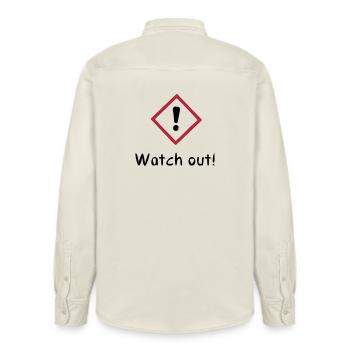 Watch out! - Relaxed Fit Unisex Organic Shirt by Stanley/Stella - soft Ecru - Back - AI Model Male 178 light (178cm)