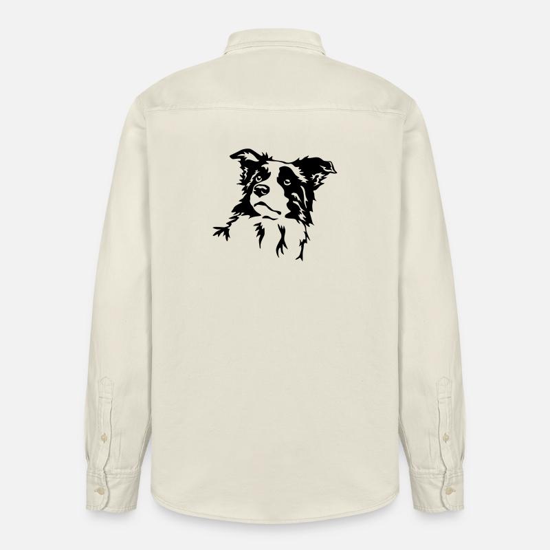 Border Collie Kopf - Relaxed Fit Unisex Organic Hemd von Stanley/Stella - Natur